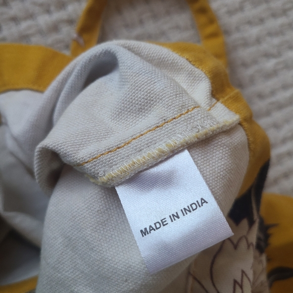 Loft Floral Print Fabric Yellow Tote Bag - Picture 12 of 12